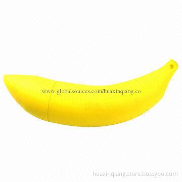Banana-shaped USB Drives, 128MB-64GB Capacities, Logo Design, Soft PVC, 5 Years Warranty, USB 2.0